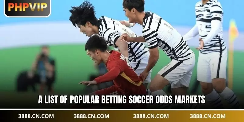 A list of popular betting soccer odds markets