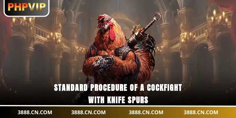 Standard procedure of a cockfight with knife spurs