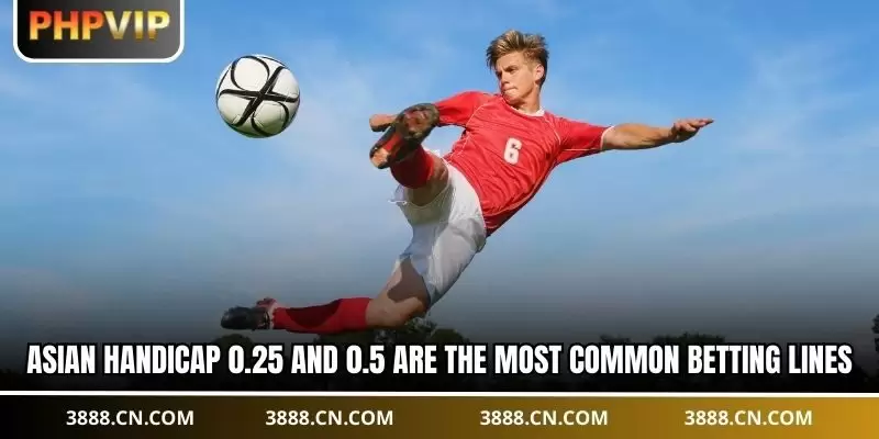 Asian handicap 0.25 and 0.5 are the most common betting lines